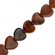Natural stone bead Heart 10mm Mahogany brown